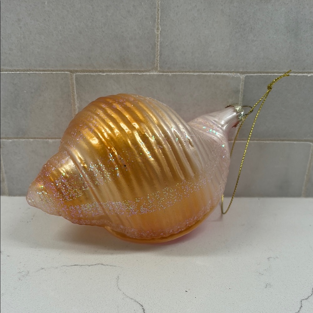 Elegant Gold Seashell Holiday Ornament
